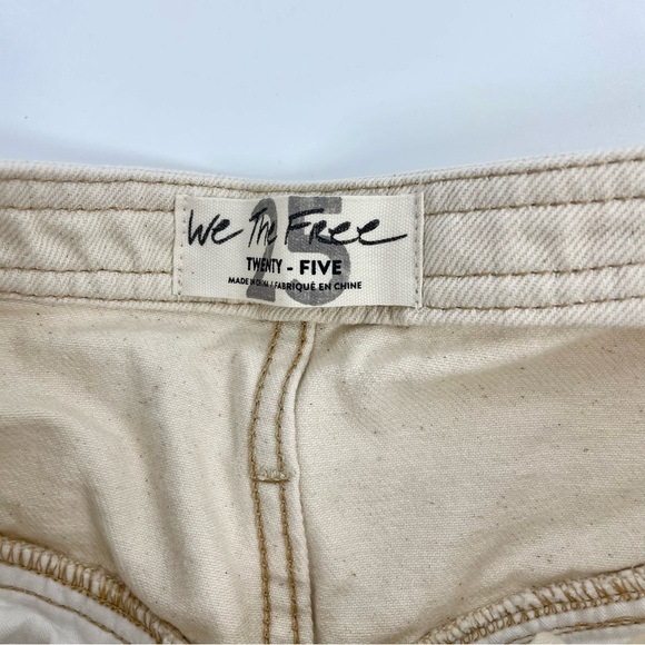 Free People‎ Pleated Carrot Jeans In Cream Cotton Ecru High Waisted Raw Hem 25 - Picture 8 of 13